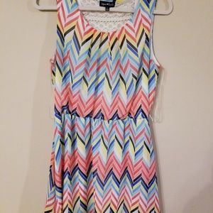 Sequin hearts multicolor geometric sundress L